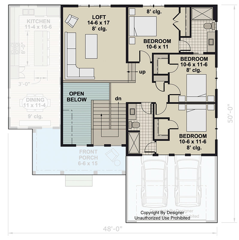 Plan 14996RK: Charming New American Farmhouse House Plan with Main-Level Master Suite - Floor Plan - 2nd Floor - Country, New American, Traditional