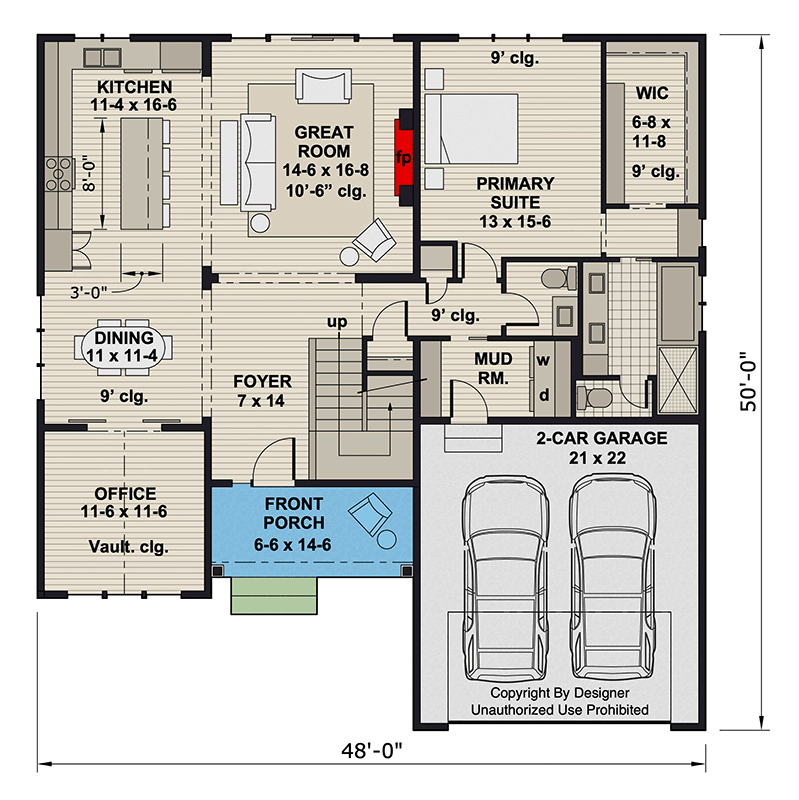 Plan 140046RK: Inviting 4-Bedroom Craftsman House Plan with Main Level Master and Home Office - Floor Plan - Main Level - Country, Craftsman, Traditional