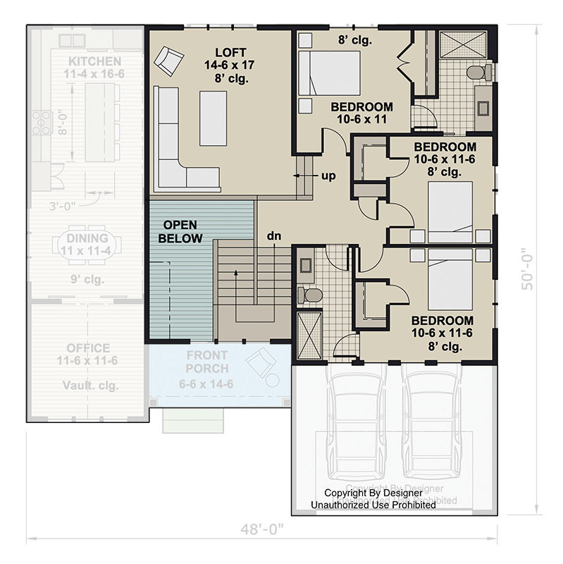 Plan 140046RK: Inviting 4-Bedroom Craftsman House Plan with Main Level Master and Home Office - Floor Plan - 2nd Floor - Country, Craftsman, Traditional