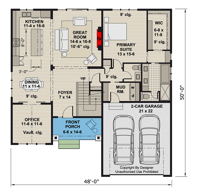 Plan 140047RK: 4-Bedroom New American Craftsman House Plan with Main Level Master - Floor Plan - Main Level - Craftsman, New American