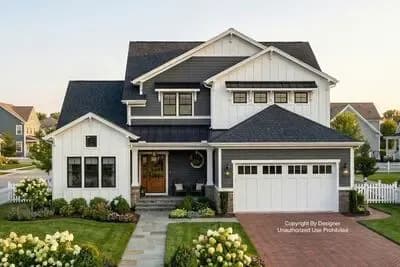4-Bedroom New American Craftsman House Plan with Main Level Master