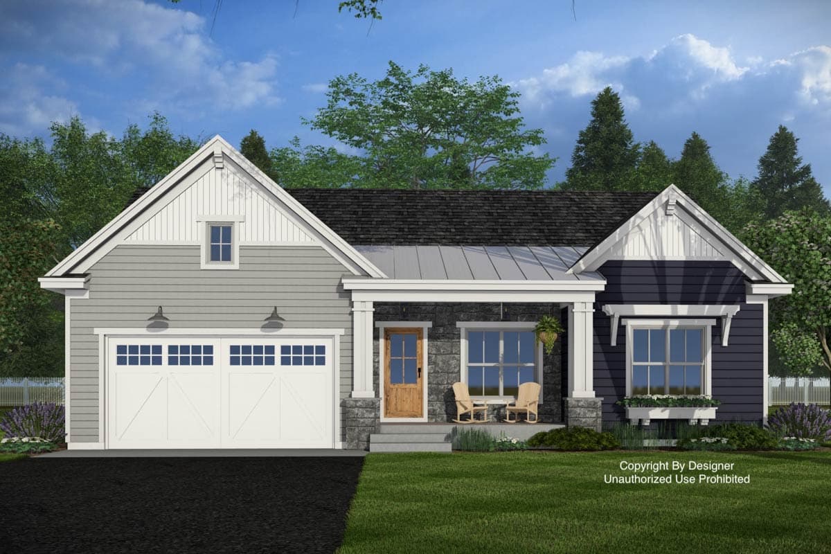 Plan 140048RK: Craftsman New American House Plan with Split Bedrooms and 2-Car Garage - Image #2 - Craftsman, New American