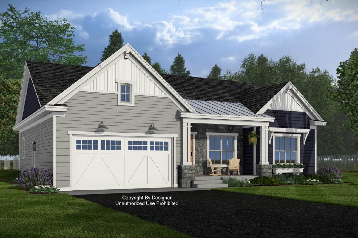 Plan 140048RK: Craftsman New American House Plan with Split Bedrooms and 2-Car Garage - Image #4 - Craftsman, New American