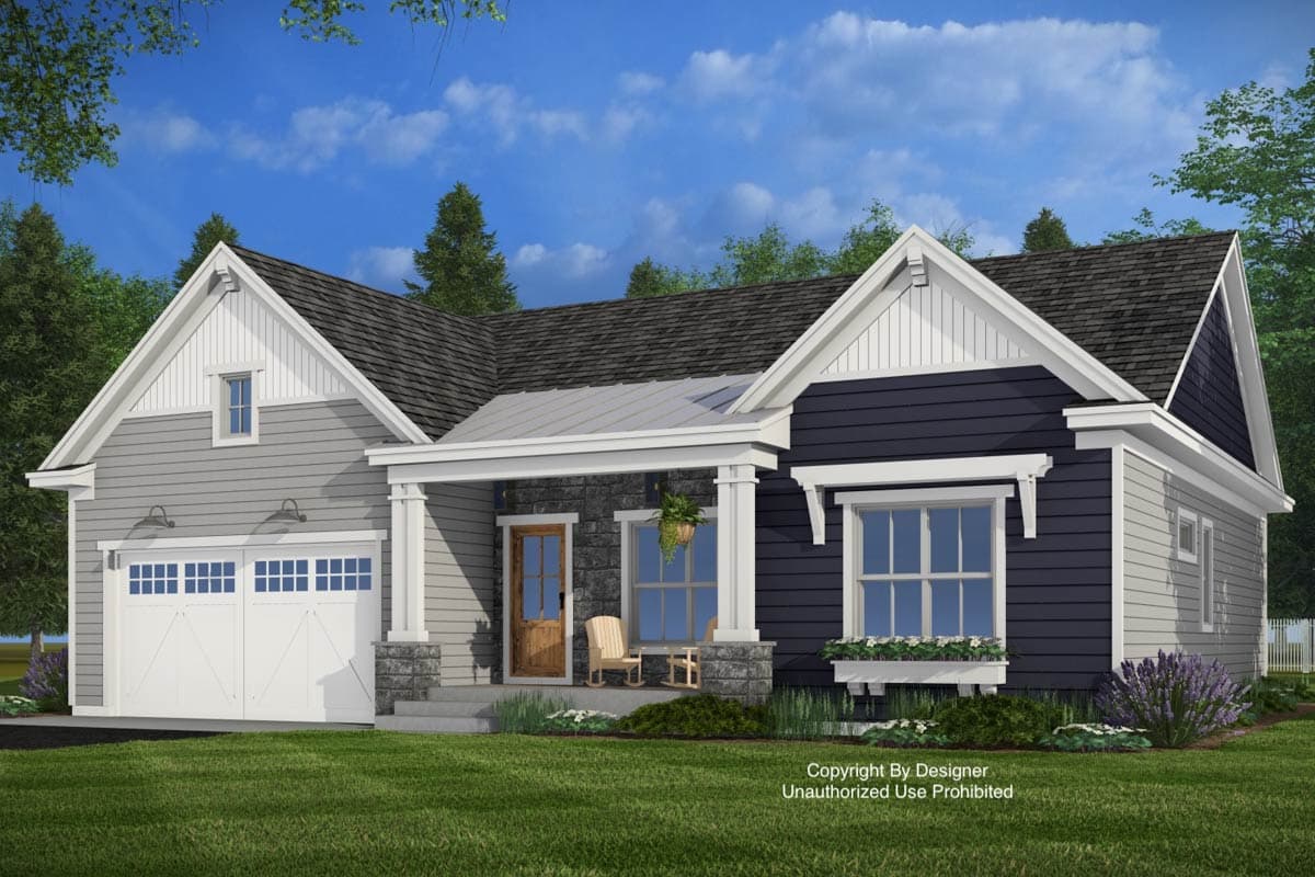 Plan 140048RK: Craftsman New American House Plan with Split Bedrooms and 2-Car Garage - Image #3 - Craftsman, New American