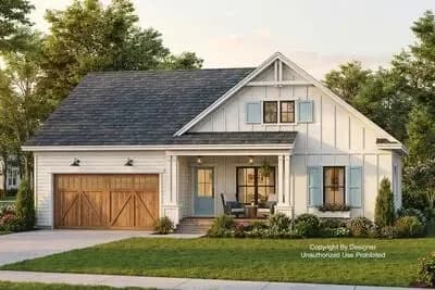 Modern Farmhouse House Plan with 2-3 Bedrooms and Flexible Living Space