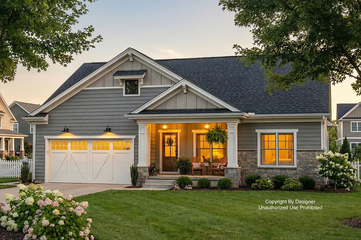 Plan image - 140050RK:Modern Farmhouse House Plan: 2-3 Beds, Flex Room, Covered Porch