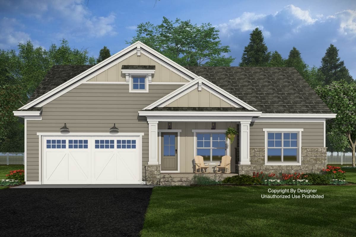 Plan 140050RK: Modern Farmhouse House Plan: 2-3 Beds, Flex Room, Covered Porch - Image #2 - Modern Farmhouse, New American