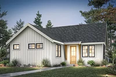 Cozy 2-Bedroom Cottage Craftsman House Plan with Loft and Two-Story Great Room