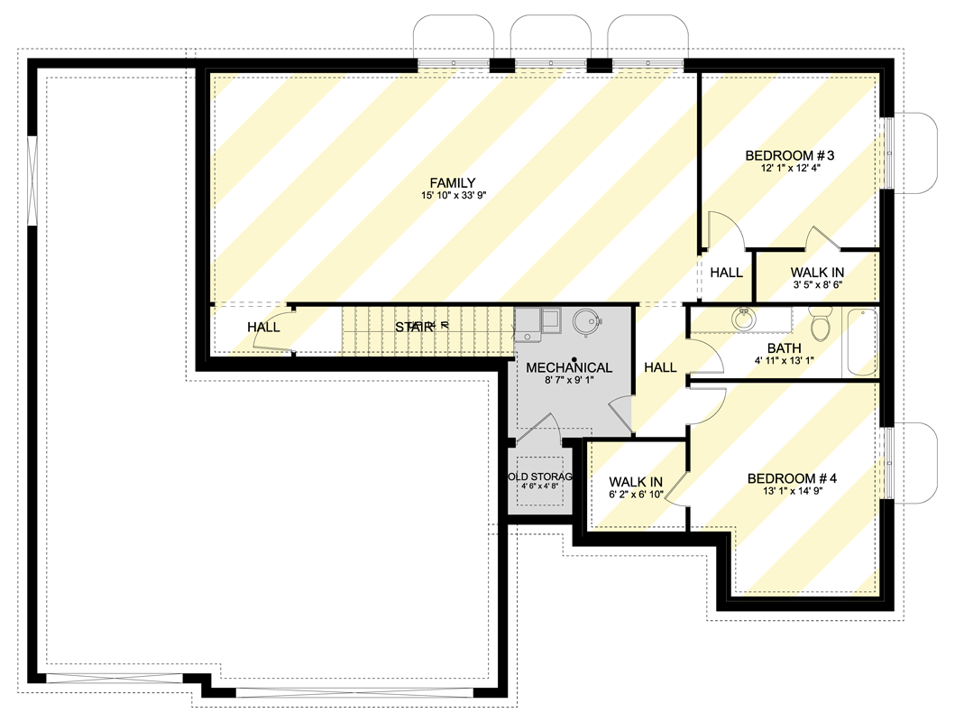 Plan 61692UT: Craftsman Ranch House Plan with 3-Car Garage and Main-Level Master Suite - Floor Plan - Optional Finished Lower Basement Level - Craftsman, Ranch, Traditional