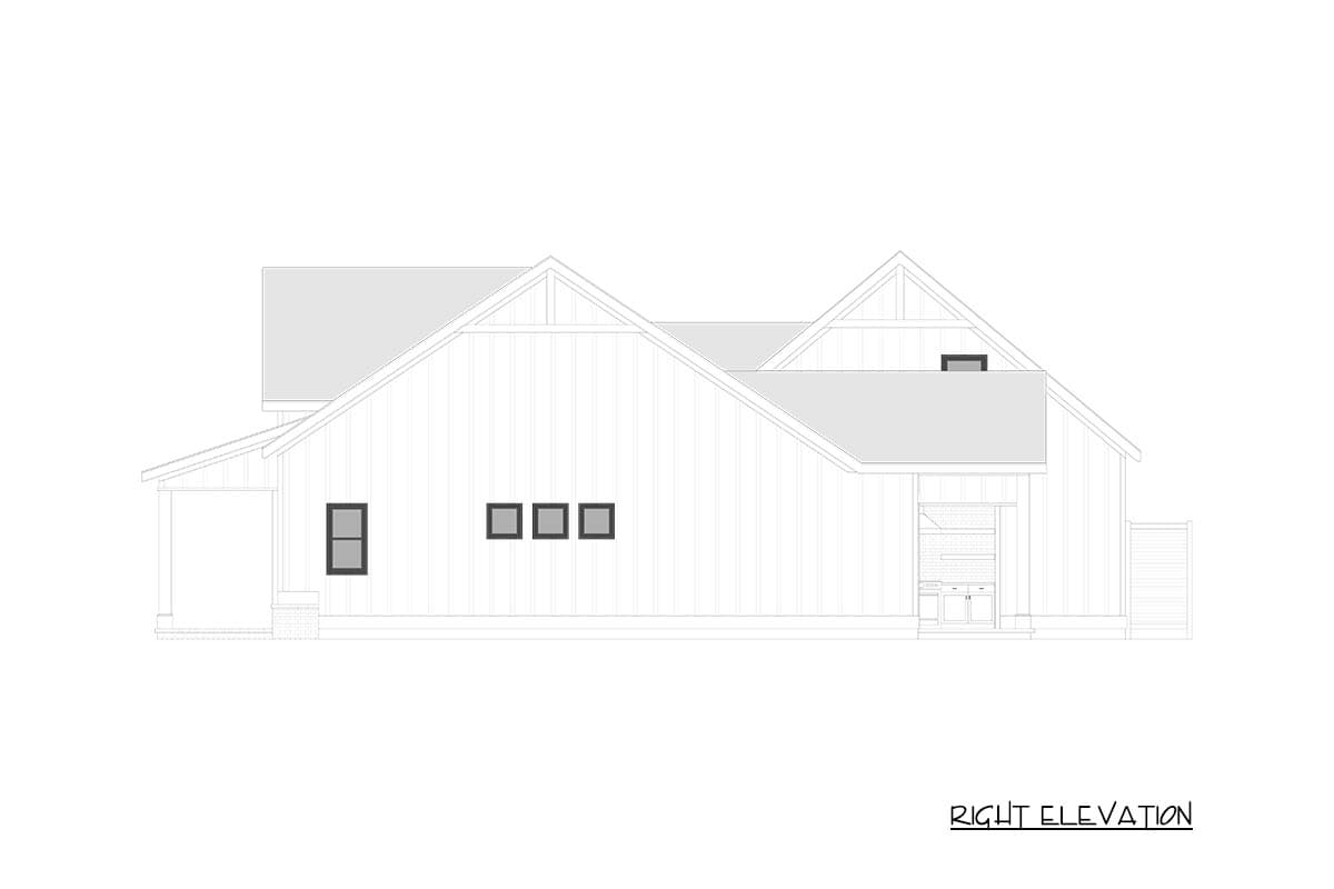 Plan 750010LDG: Modern Farmhouse Ranch Plan with Outdoor Kitchen & Bonus Room - Image #8 - Modern Farmhouse, New American, Ranch