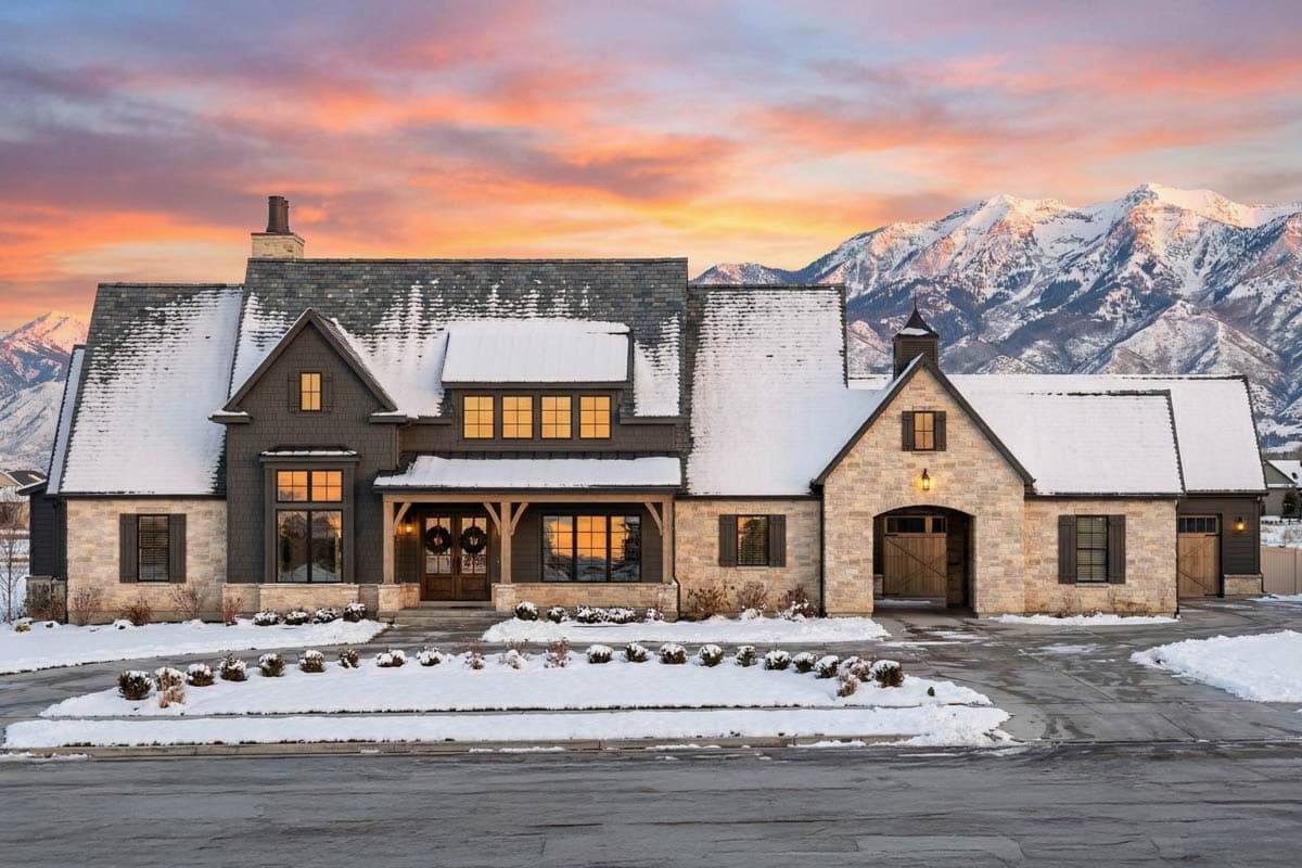 Plan 818198JSS: Grand Farmhouse House Plan with Main Level Master and 4or 5 Car Garage - Image #5 - Farmhouse, French Country, Transitional, Tudor