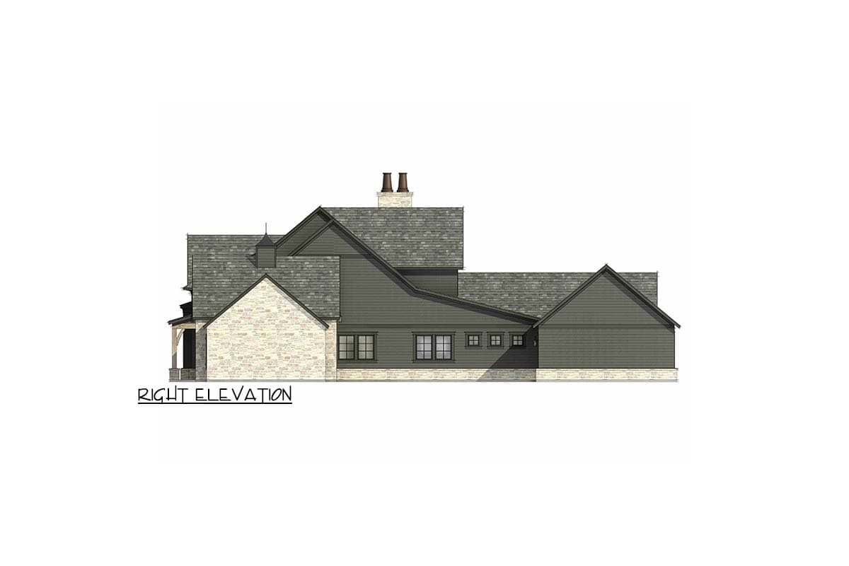 Plan 818198JSS: Grand Farmhouse House Plan with Main Level Master and 4or 5 Car Garage - Image #9 - Farmhouse, French Country, Transitional, Tudor
