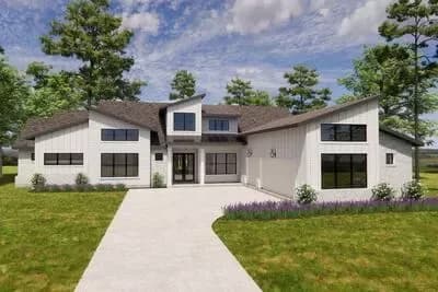 Modern Transitional 4-Bed House Plan with Gameroom, Study, and Butler Pantry