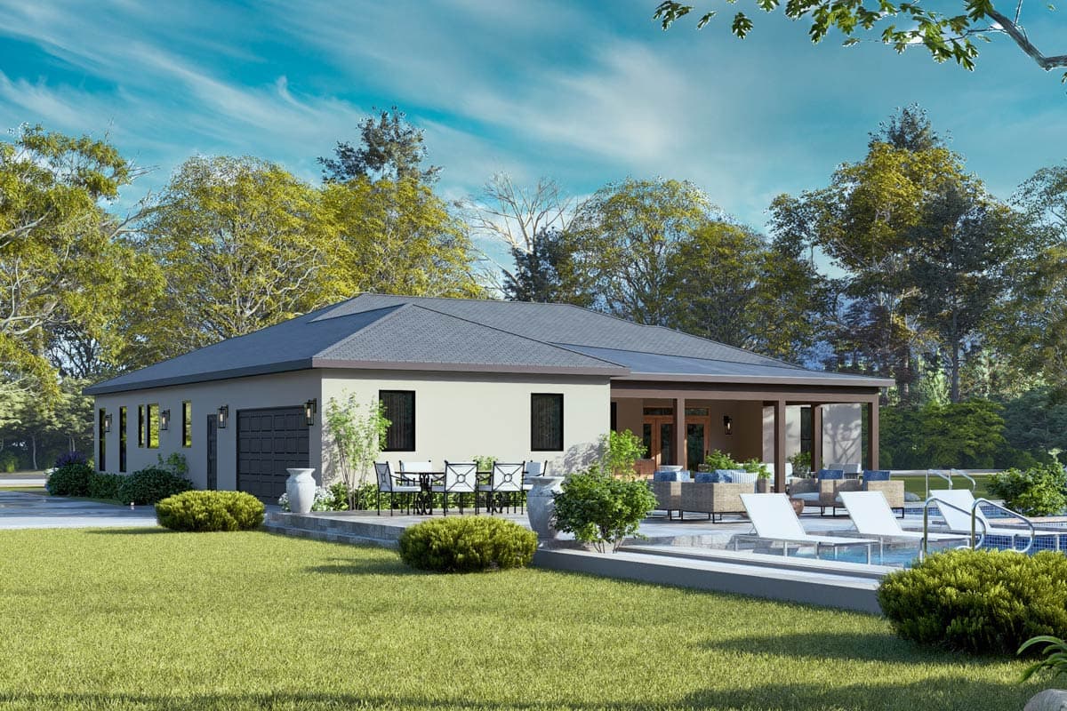 Plan 12341JL: Modern 3-Bedroom House Plan with Outdoor Kitchen and Two-Story Great Room - Image #10 - Modern