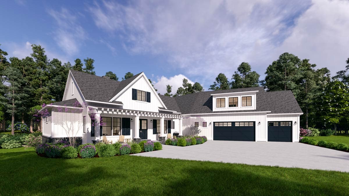 Plan 64567SC: Expansive Modern Farmhouse House Plan with 3 Beds and Angled 3-Car Garage - Image #9 - Country, Farmhouse, Modern Farmhouse, Mountain