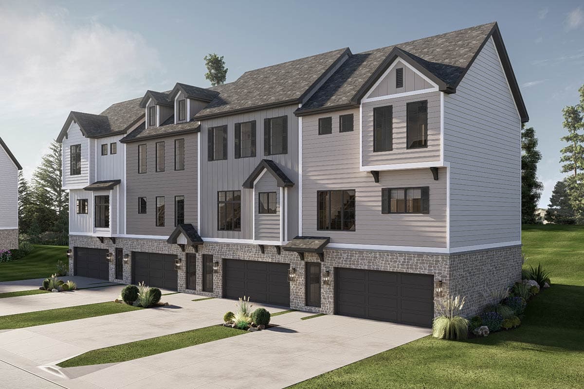 Plan 623595DJ: Modern Craftsman Townhome Plan with Drive-Under Garage - Image #7 - Craftsman, New American