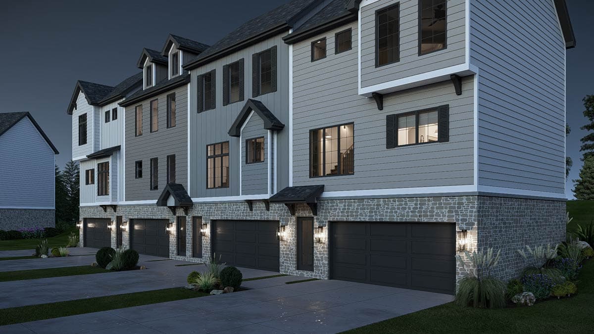 Plan 623595DJ: Modern Craftsman Townhome Plan with Drive-Under Garage - Image #8 - Craftsman, New American