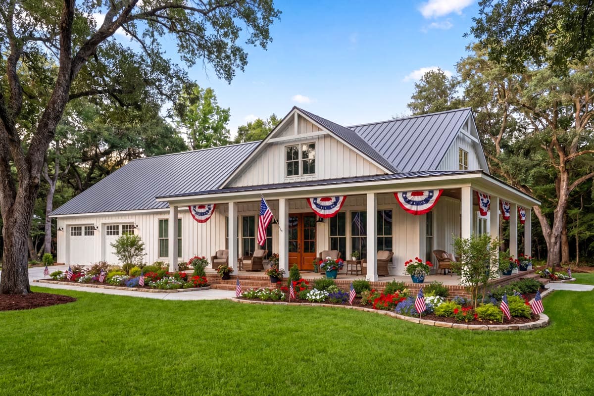 Plan image - 52025HZ:3-Bed Modern Farmhouse Barndominium House Plan with Wrap-Around Porch