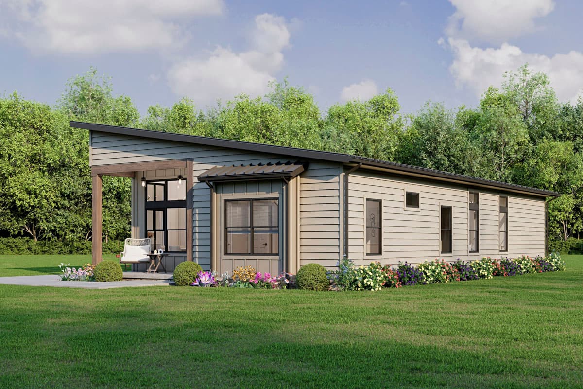 Plan 911055JVD: Contemporary 3-Bedroom House Plan with Split Layout and Side Garage - Image #4 - Contemporary, Cottage, Florida-Style, Transitional, Vacation