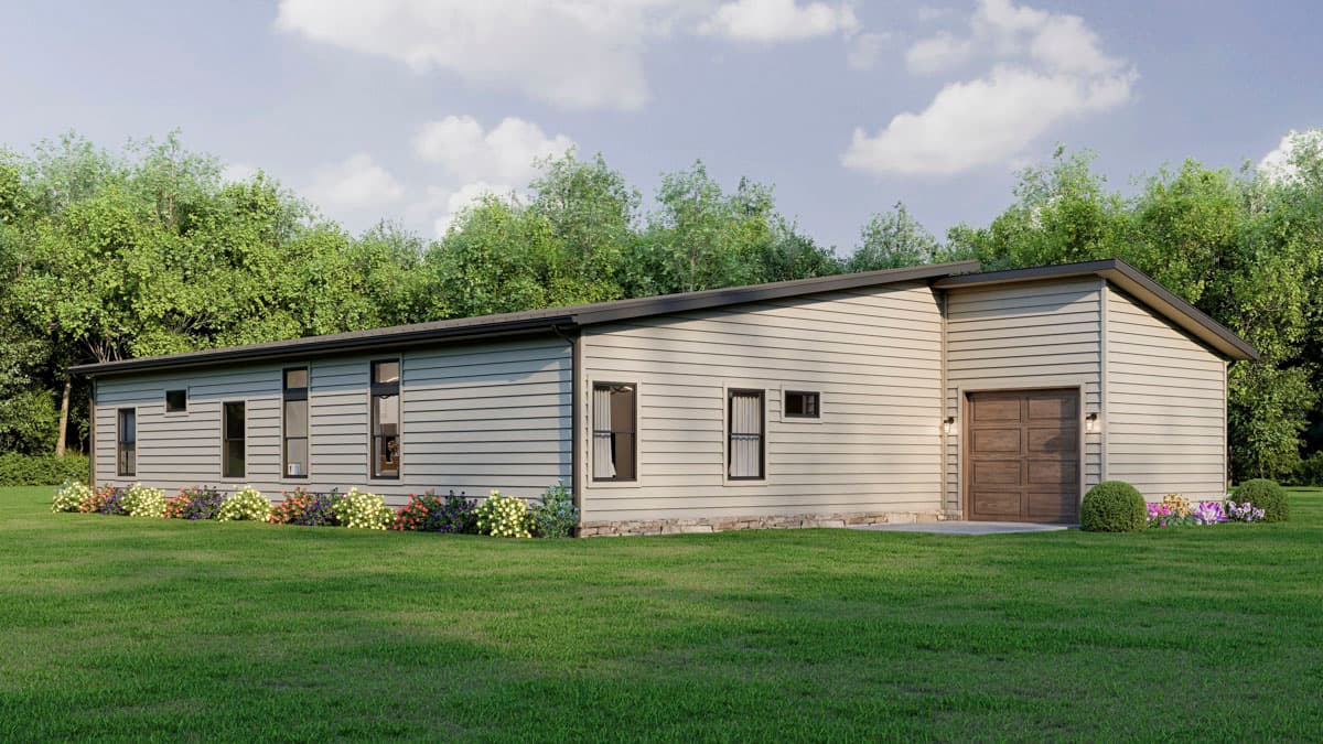 Plan 911055JVD: Contemporary 3-Bedroom House Plan with Split Layout and Side Garage - Image #6 - Contemporary, Cottage, Florida-Style, Transitional, Vacation