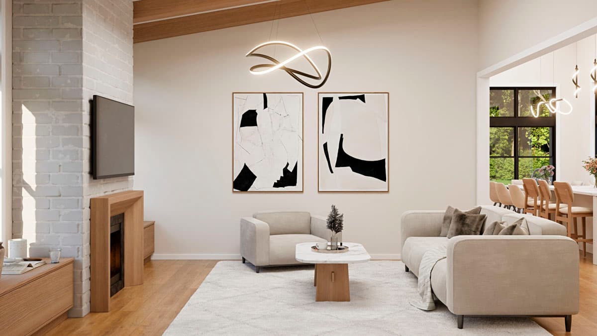 Plan 911055JVD: Contemporary 3-Bedroom House Plan with Split Layout and Side Garage - Image #7 - Contemporary, Cottage, Florida-Style, Transitional, Vacation