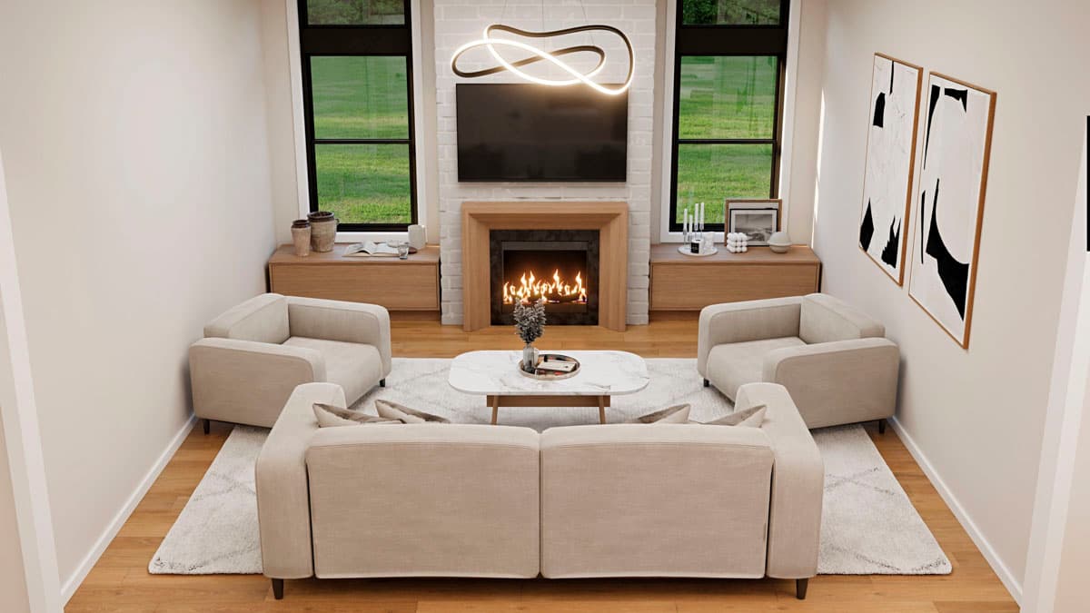 Plan 911055JVD: Contemporary 3-Bedroom House Plan with Split Layout and Side Garage - Image #9 - Contemporary, Cottage, Florida-Style, Transitional, Vacation