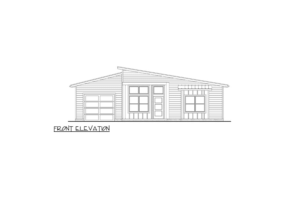Plan 911055JVD: Contemporary 3-Bedroom House Plan with Split Layout and Side Garage - Image #19 - Contemporary, Cottage, Florida-Style, Transitional, Vacation