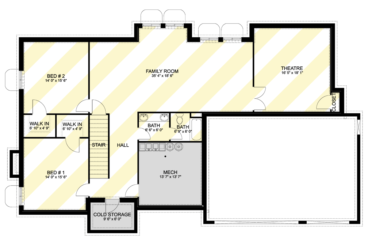 Plan 61695UT: Versatile Modern Farmhouse House Plan with 5+ Beds, Loft and 3-Car Garage - Floor Plan - Optional Finished Lower Basement Level - Craftsman, Farmhouse, Modern Farmhouse, Traditional