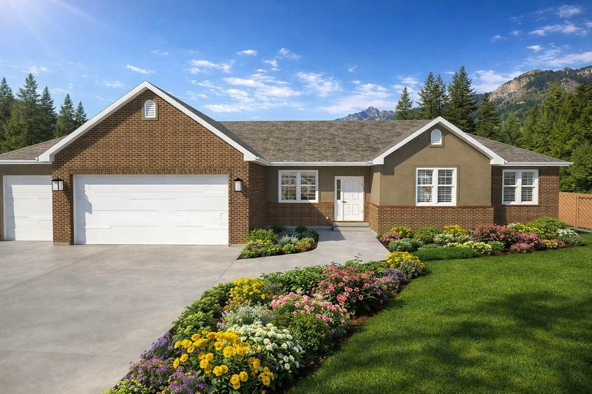 Plan 61697UT: Craftsman Ranch House Plan with 3-Car Garage and Home Office - Image #7 - Craftsman, Ranch, Traditional