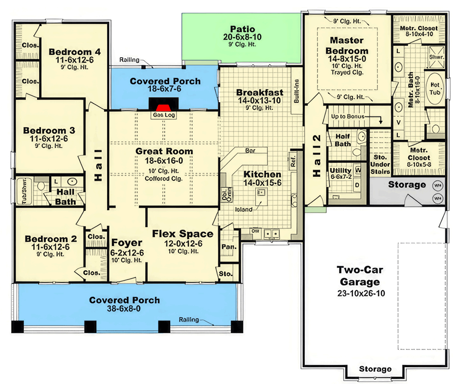 Plan 51359MM: Modern Farmhouse Ranch House Plan with Private Primary Suite - Floor Plan - Main Level - Country, Modern Farmhouse