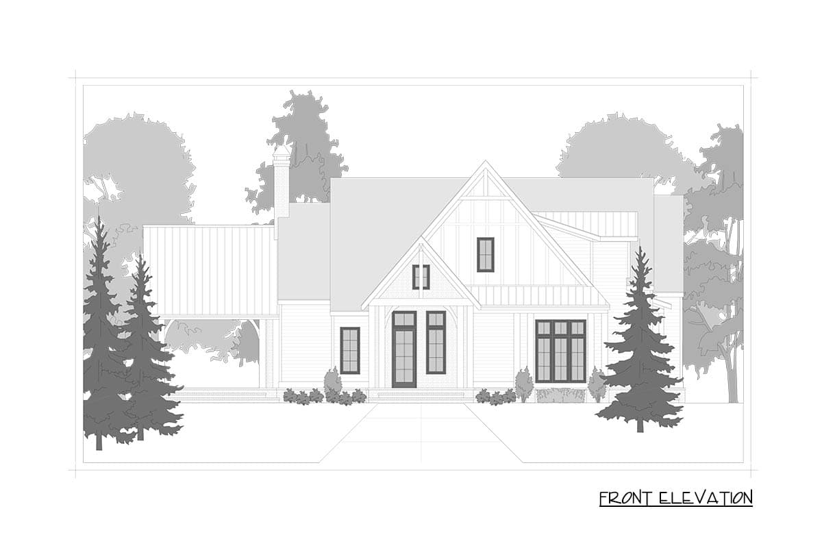 Plan 750016LDG: Modern Transitional Farmhouse Plan with First-Floor Master and Courtyard - Image #7 - Farmhouse, Transitional