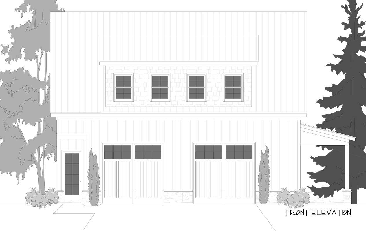 Plan 750017LDG: 3-Bed Modern Farmhouse Garage Plan with Upstairs Living and 2-Car Garage - Image #5 - Carriage, Farmhouse, Modern Farmhouse, New American