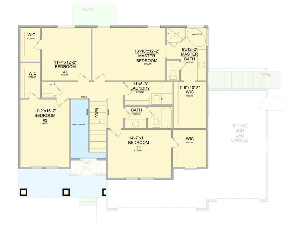 Plan 849054PGE: Modern Farmhouse Plan with 3-Car Garage and Home Office - Floor Plan - 2nd Floor - Craftsman, Modern Farmhouse, New American, Traditional