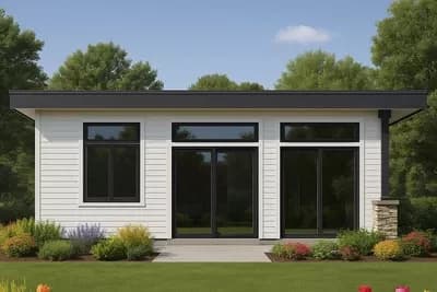 Sleek Modern ADU House Plan with 2 Beds and Vaulted Open-Concept Living