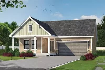  2-Bedroom Craftsman House Plan with Split Layout and Optional Sunroom