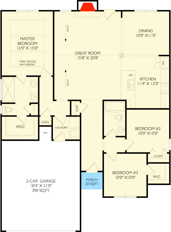 Plan 750019LDG: Charming Ranch House Plan: 3 Beds, Split Layout, Formal Dining - Floor Plan - Main Level - Country, Ranch, Traditional