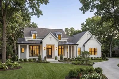 Transitional Southern Farmhouse House Plan with Outdoor Kitchen and Bonus