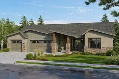 Modern Mountain Northwest House Plan with Outdoor Fireplace