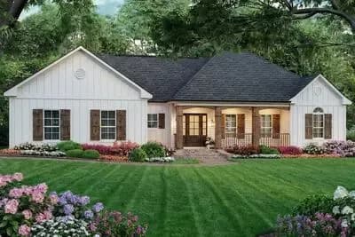  3-Bed Modern Farmhouse Ranch House Plan with Split Bedrooms