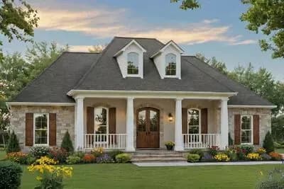 Charming 3-Bed French Country House Plan with Split Bedrooms and Inviting Porches