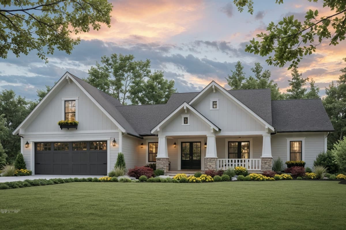Plan image - 51363MM:Modern Farmhouse House Plan Featuring Three Bedrooms and Two-Car Garage