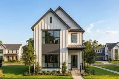 Narrow Transitional Townhouse Plan: 3 Beds, 2-Car Garage, Upstairs Laundry
