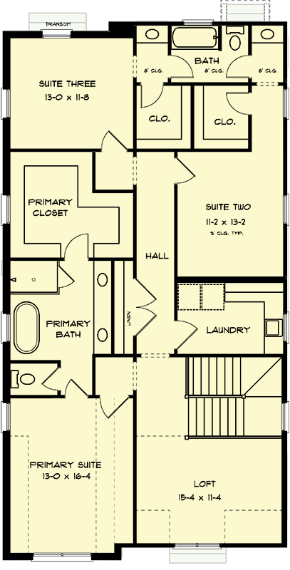 Plan 93234EL: Modern European Cottage House Plan with 4 Beds, Loft, and Butler Pantry - Floor Plan - 2nd Floor - Cottage, European