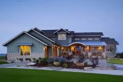 Grand 4-Bedroom Modern Transitional House Plan with Two-Story Great Room