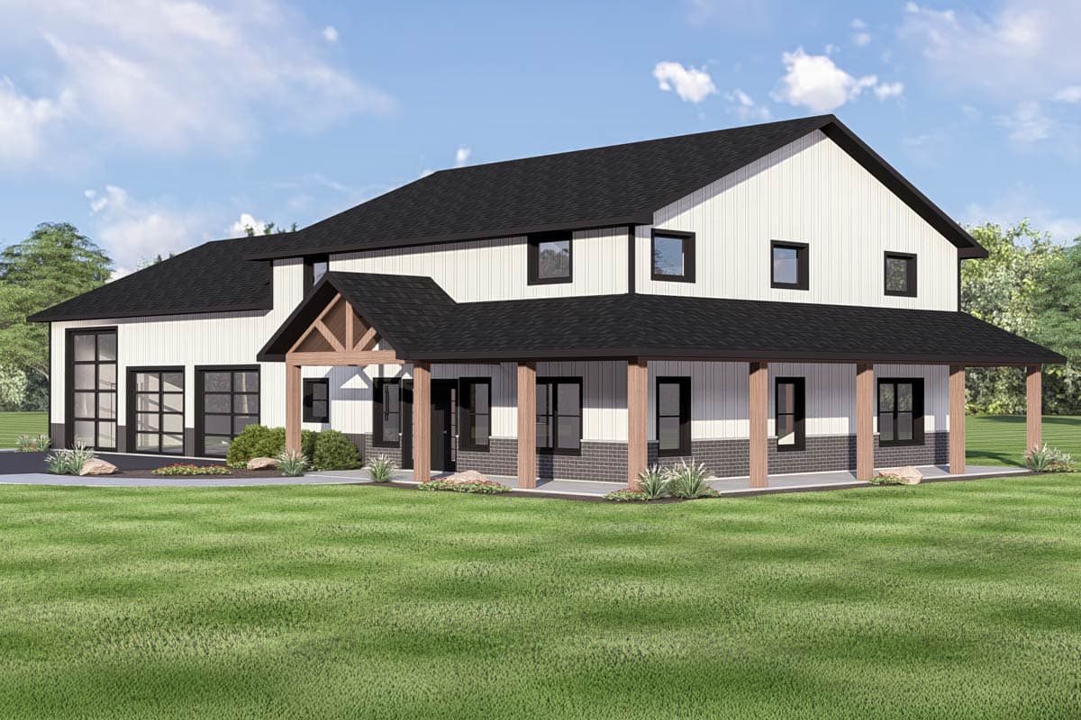 Plan 135412GRA: Modern Barndominium House Plan with RV Garage and Wrap-Around Porch - Image #5 - Barndominium, Country, Craftsman, New American