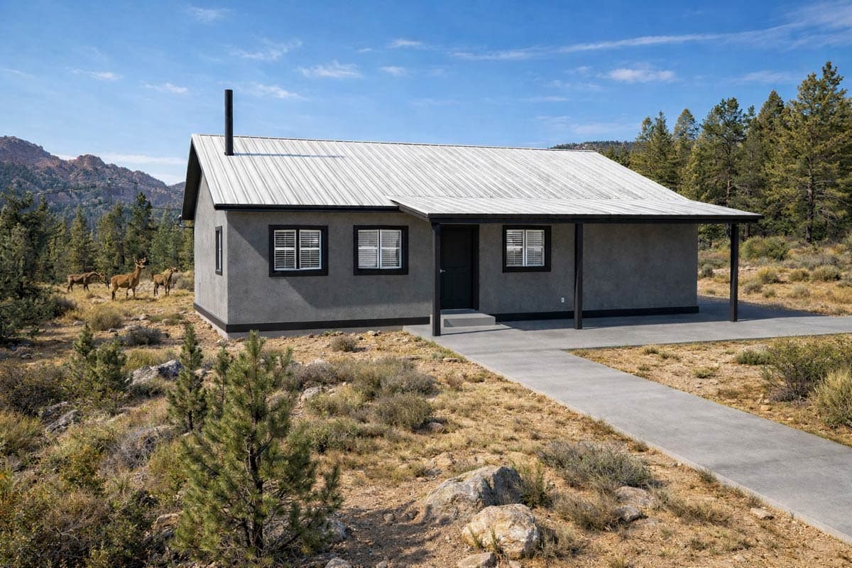 Plan 61708UT: Two-Bedroom Rustic Cabin House Plan with Flexible Study and Playroom - Image #7 - Cabin, Rustic
