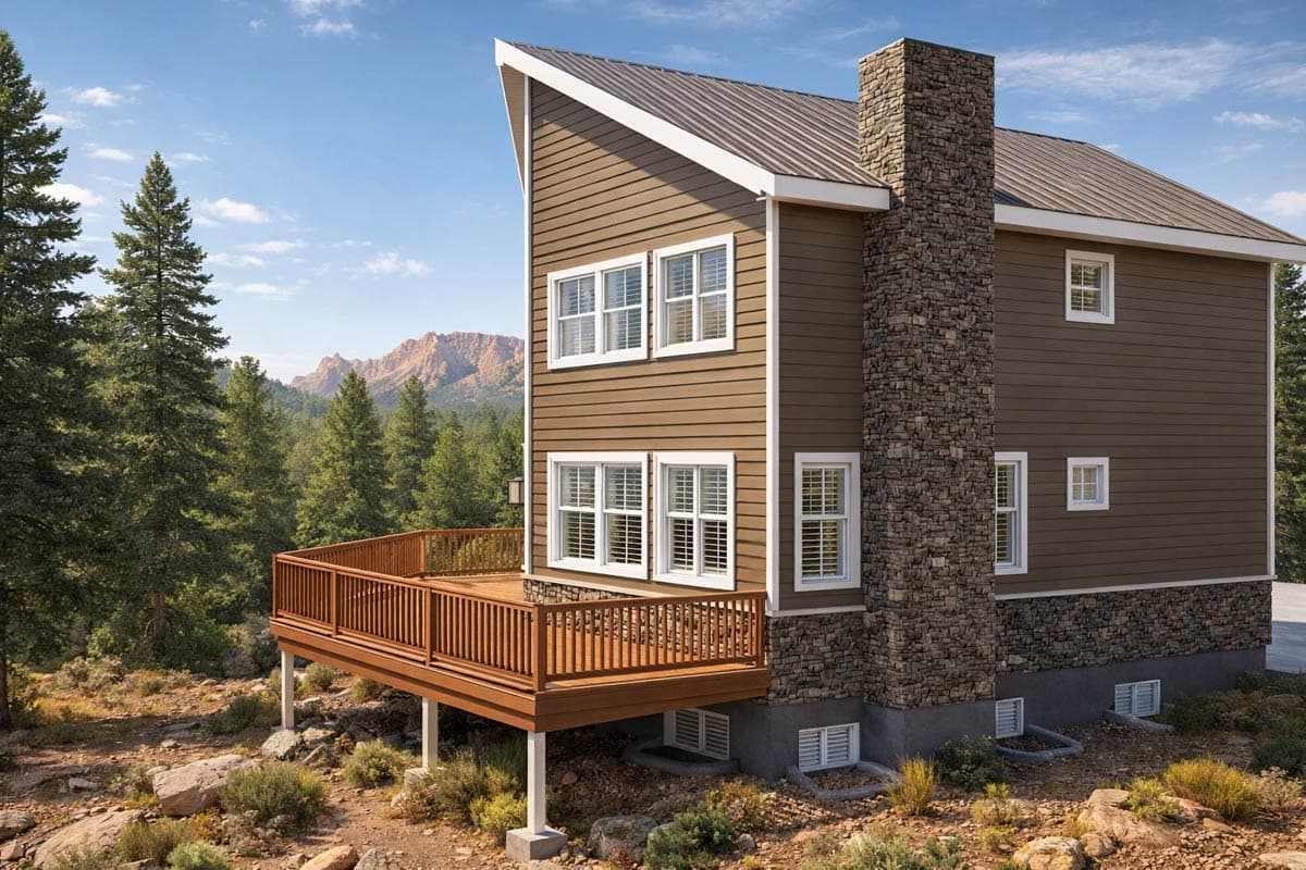 Plan 61709UT: Four Bedroom Rustic Cabin House Plan with Prow Front and Loft - Image #5 - Cabin, Rustic