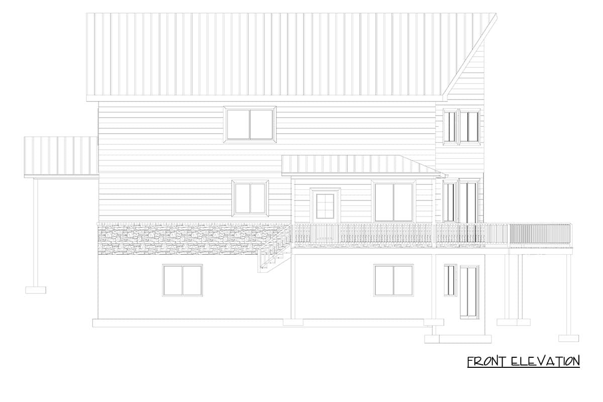 Plan 61709UT: Four Bedroom Rustic Cabin House Plan with Prow Front and Loft - Image #31 - Cabin, Rustic