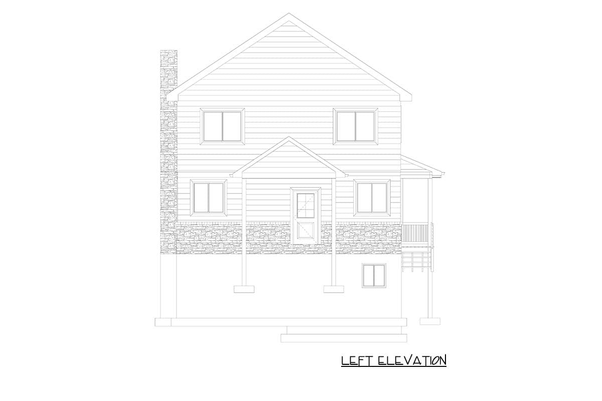 Plan 61709UT: Four Bedroom Rustic Cabin House Plan with Prow Front and Loft - Image #32 - Cabin, Rustic