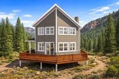Four Bedroom Rustic Cabin House Plan with Prow Front and Loft